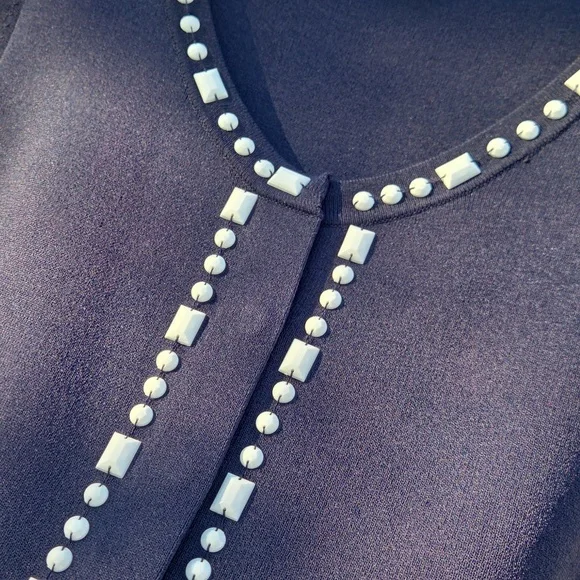 Easter Brunch Anne Taylor Loft Women's Navy Blue Sweater Full Snap Front XS - Picture 9 of 16